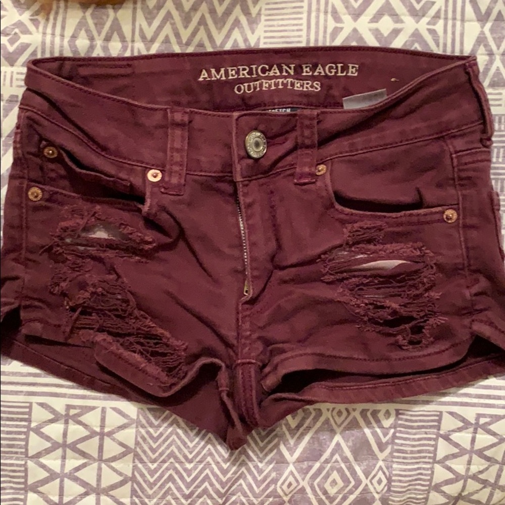 burgundy shorts